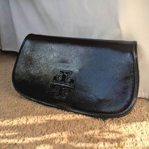 NEW Tory Burch black patent leather clutch and crossbody